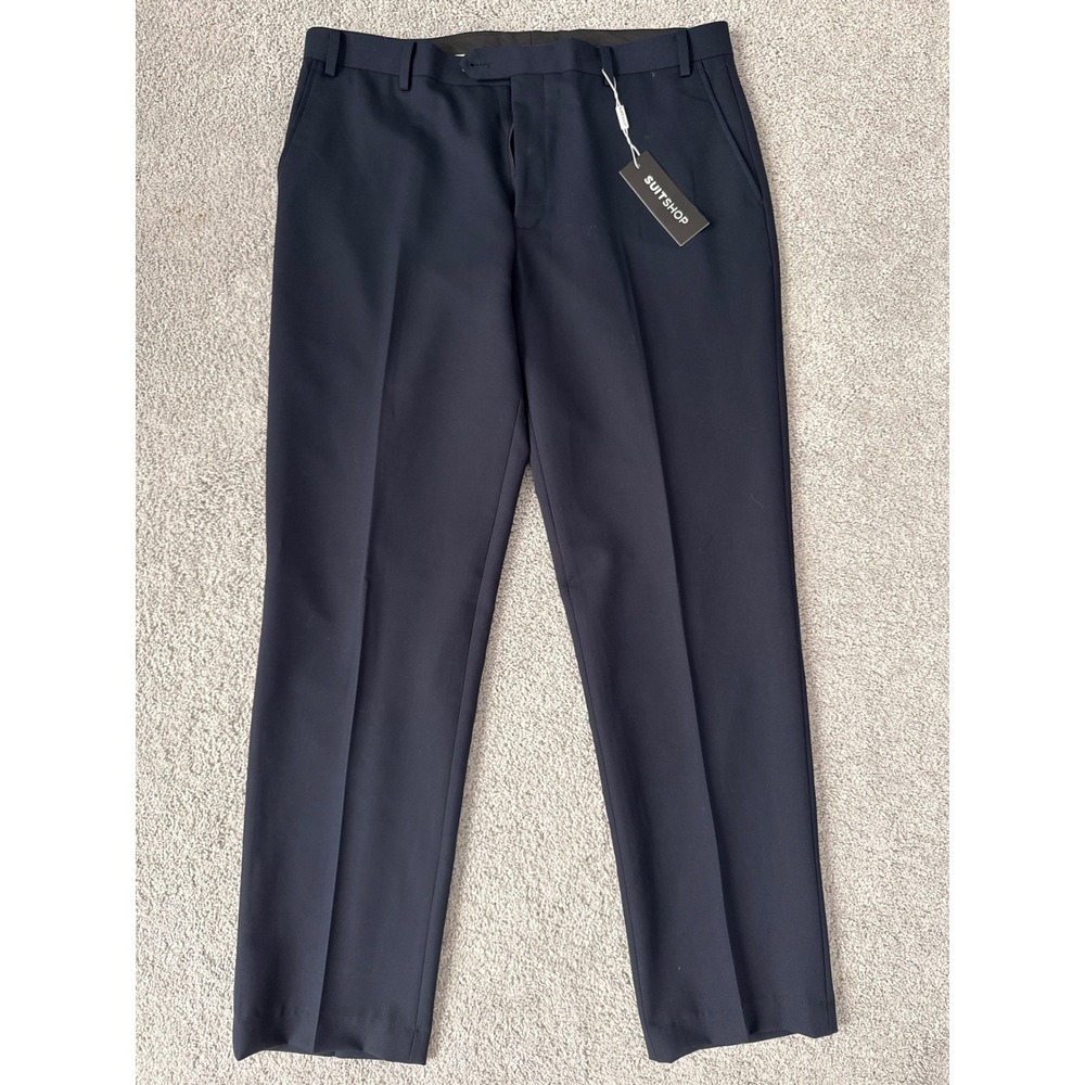 SuitShop Navy Blue Modern Fit Stretch Dress Pants Mens Size 36R NWT